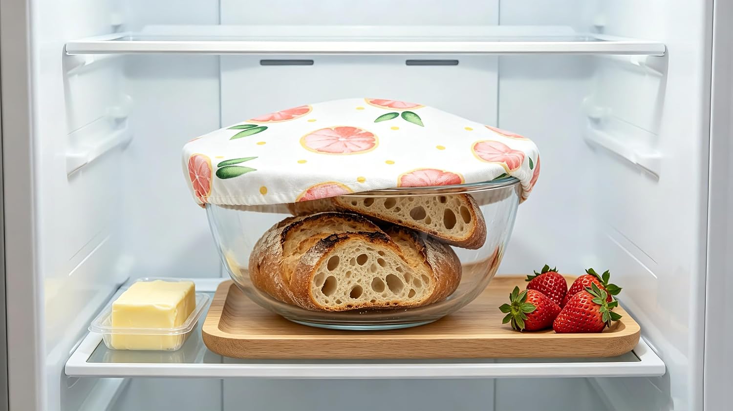 Reusable 100% Cotton Bowl Covers for Bread Proofing,Set of 3 Elastic Sizes (7.8"/9"/10.2") Washable & Eco-Friendly 4 Fruit Designs, Ideal Sourdough Baking Supplies for Bakers (lemon) image 5