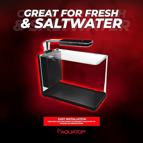 Miniatura 7 de Aquatop Piscis - Acuario de cristal en forma de bala, 5 galones, 53 GPH - Kit de nano acuario, para peceras de sal y agua dulce, luz LED sensible al