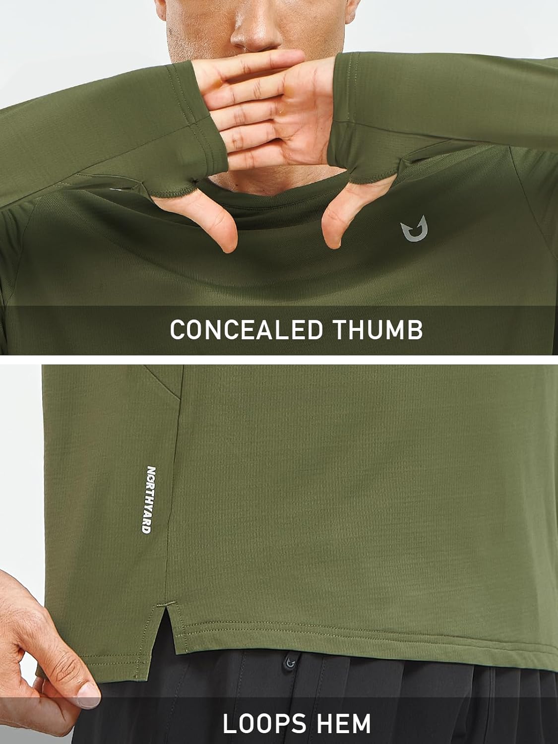 NORTHYARD Mens Running Shirt Thermal Long Sleeve Base Layer Fleece Lined Cold Weather Winter Gear Workout Athletic Gym - Image 6