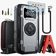 6000A Jump Starter with Air Compressor,150PSI Car Battery Tire Inflator (All Gas/10.0L Diesel Engines),12V Car Battery Jump Box with Jumper Cables, LCD Display, LED Light,Power Bank