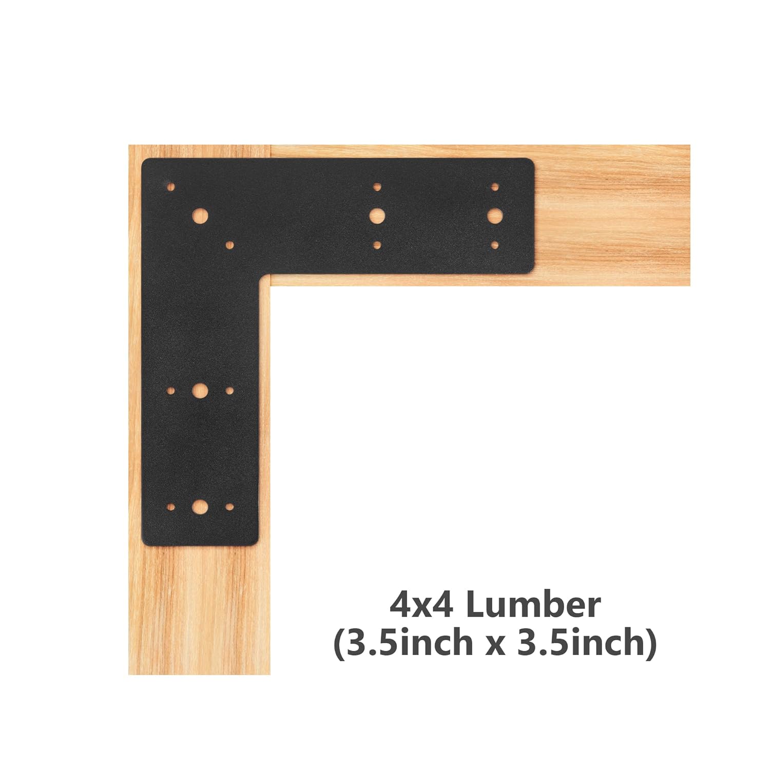 Sihnman 10"x10" L Shape Steel Flat Bracket (2 pc) with Powder Coating as Mending Plate, Right Angle Brackets, Corner Bracket, L Strap. Corner Angles Plate with Holes, L Plate for Truss framing.