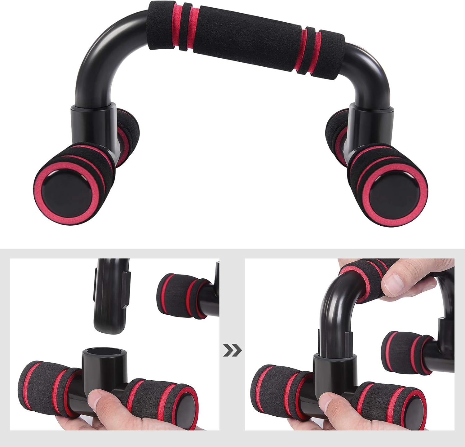 SONGMICS Push-Up Stands, Push-Up Bars for Home Exercise, Padded and Angled Grip, Push-Up Handles, Non-Slip on The Floor, Triceps, Chest, Bodyweight Workout, Black USPU027H01
