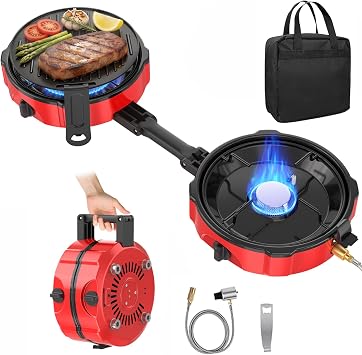 2 Burner Propane Camping Stove, 20000 BTU Foldable Portable Camp Stove with Piezo Ignition & Adjustable Burners, Outdoor Gas Cooker with Carry Bag for Camping, RV, Tailgating & Emergency Use