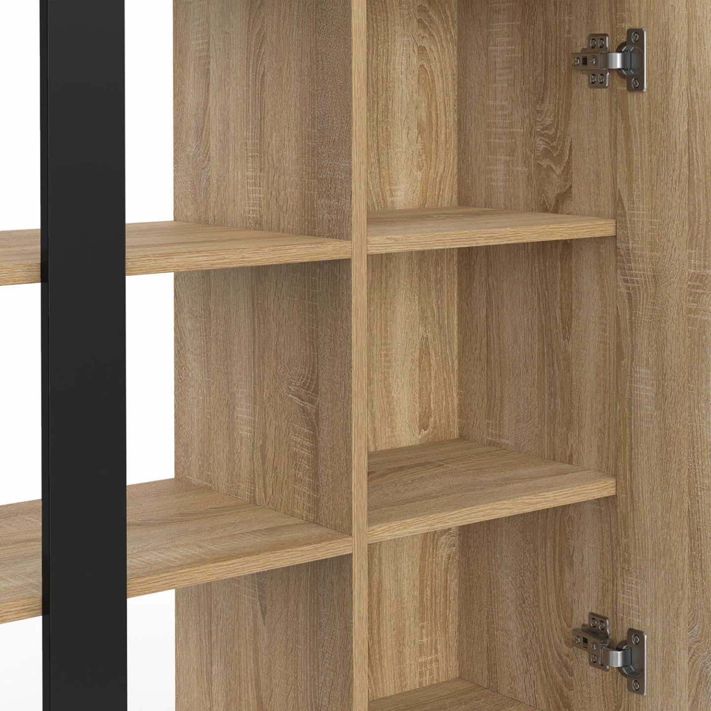 IDMarket Phoenix - Aparador auxiliar con 3 estantes y armario de 70 cm, madera y negro