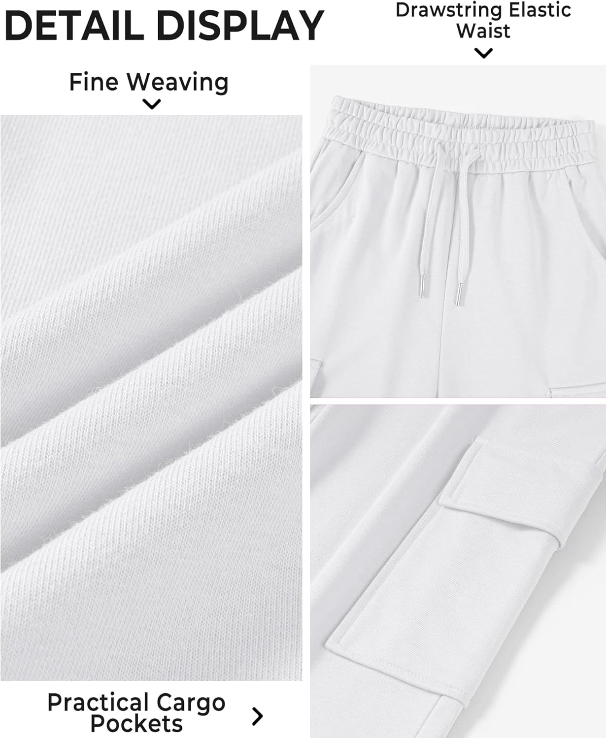 BOOPH Girls Sweatpants Kids Drawstring Cargo Pants Teen Girls Wide Leg Baggy Joggers Pants with Pockets - Image 5