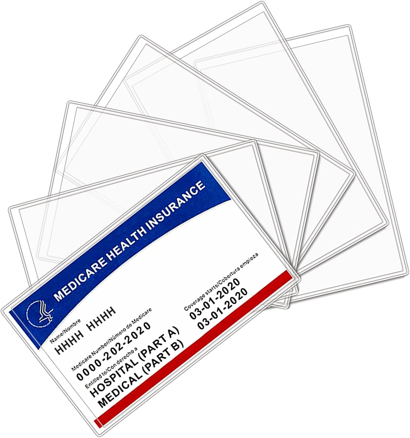 Medicare Card Holder Protector Sleeves, Social Security Card Protector, 12 Mil Clear PVC Water Resistant Plastic Sleeves for New Medicare Cards, Business Cards, ID Cards, Credit Cards, 6 Pack