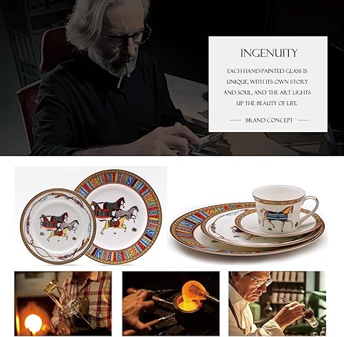 Miniatura 8 de Juego de vajilla de 24 piezas, platos redondos, resistentes a los arañazos, sin plomo, aptos para microondas, horno y lavavajillas