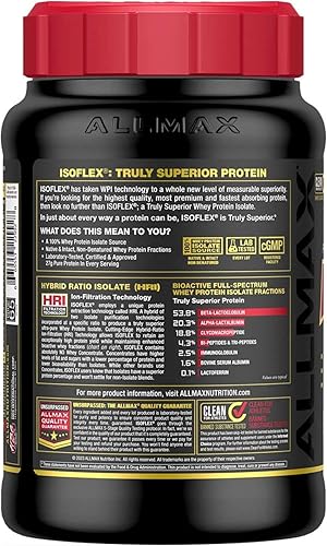 Miniatura 3 de ALLMAX ISOFLEX aislado de proteína de suero de leche, pastel de calabaza, 2 libras, 0.95 oz de proteína por cucharada, cero grasa y azúcar, 99%