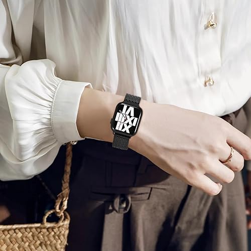 Miniatura 6 de Drevoon Correa delgada compatible con Apple Watch Band 1.496 in 1.575 in 1.614 in 1.654 in 1.732 in 1.772 in 1.929 in, correa de malla de metal