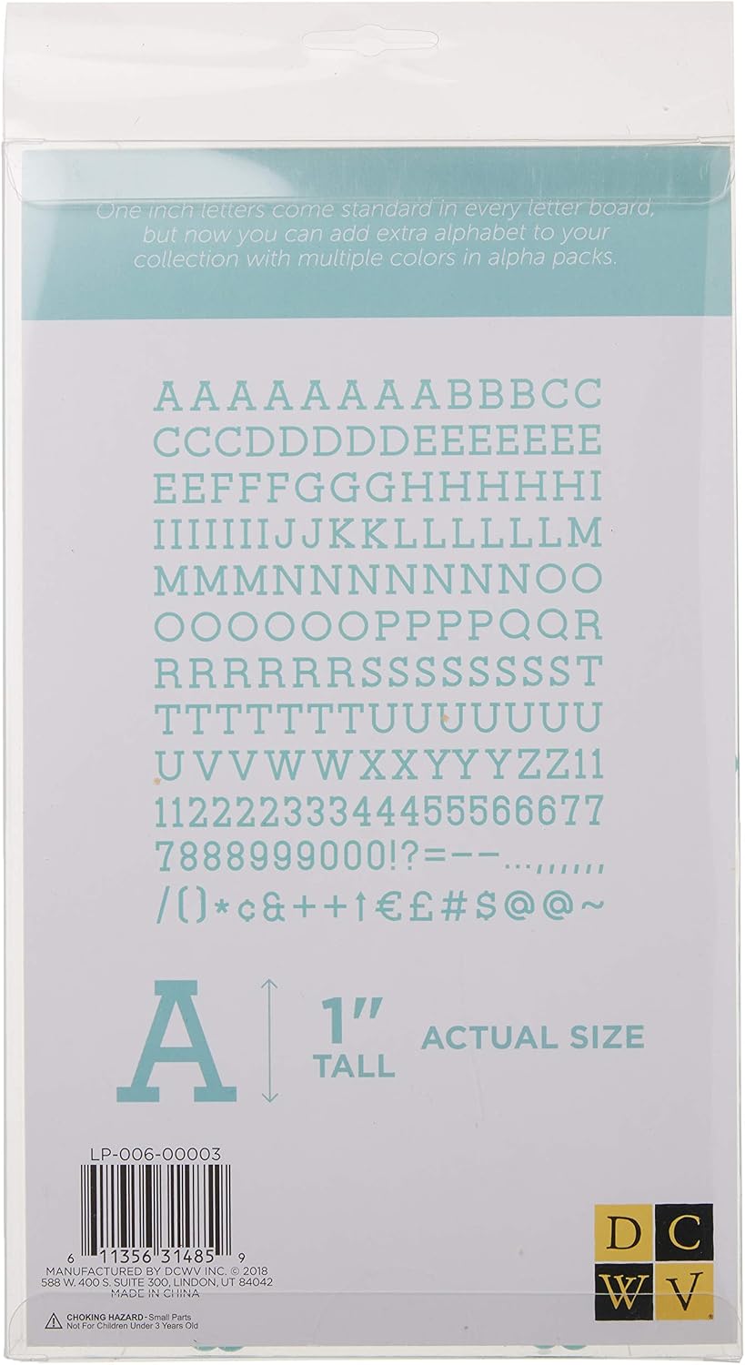 DCWVE Die Cuts with A View 1" Letter Pack Letterboard-Teal (188 pcs) LP-006-00003, 1"