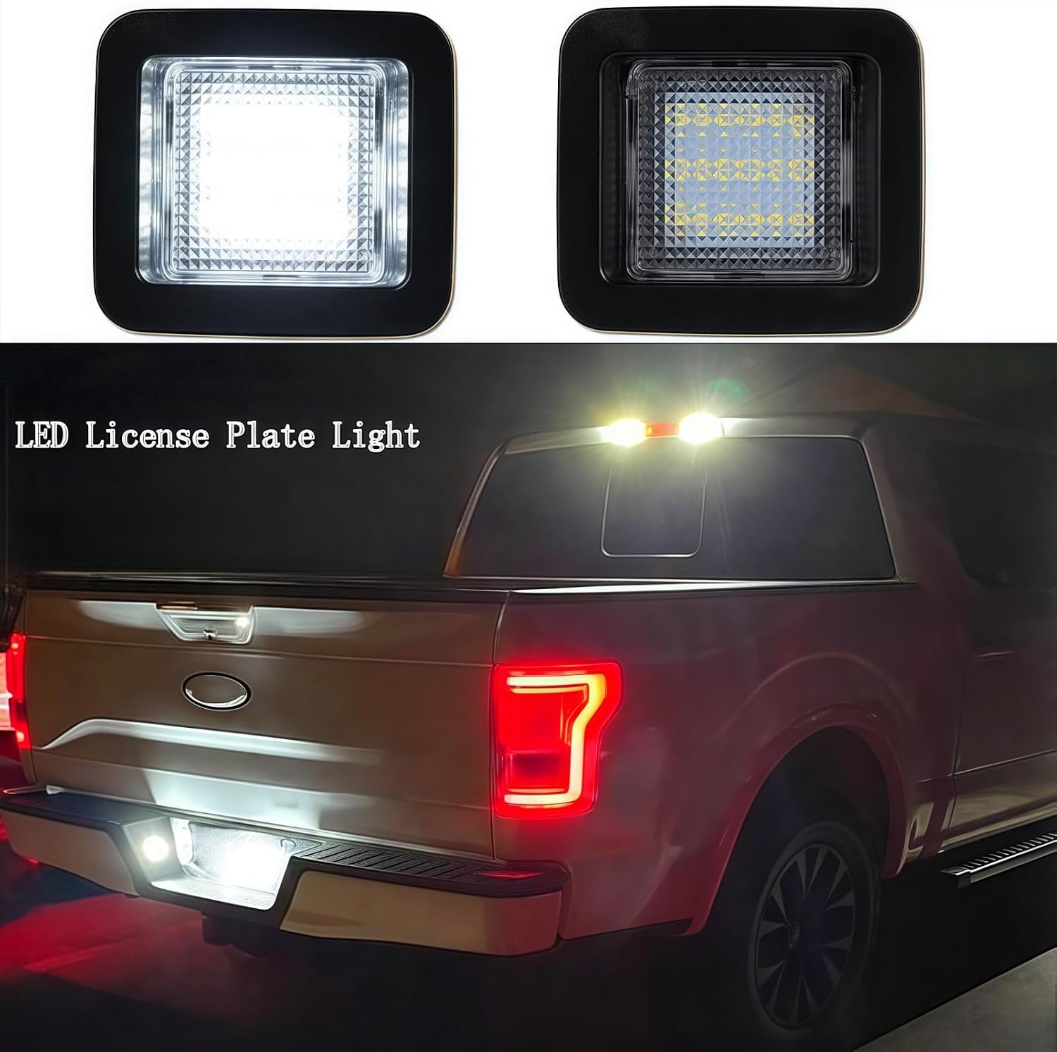 LED License Plate Lights Compatible with Ford F150 2015 2016 2017 2018 2019 2020 2021 2022 2023 2024 2025 Raptor Pickup Truck Rear Tag Light Lamp, 6000K White,Plug N Play, 2 PCS