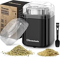 Hermolante 200W Electric Herb Spice Grinder - Stainless Steel Blades, Transparent Lid, Compact Quiet Mill for Herbs & Spices (Black, 5.11")