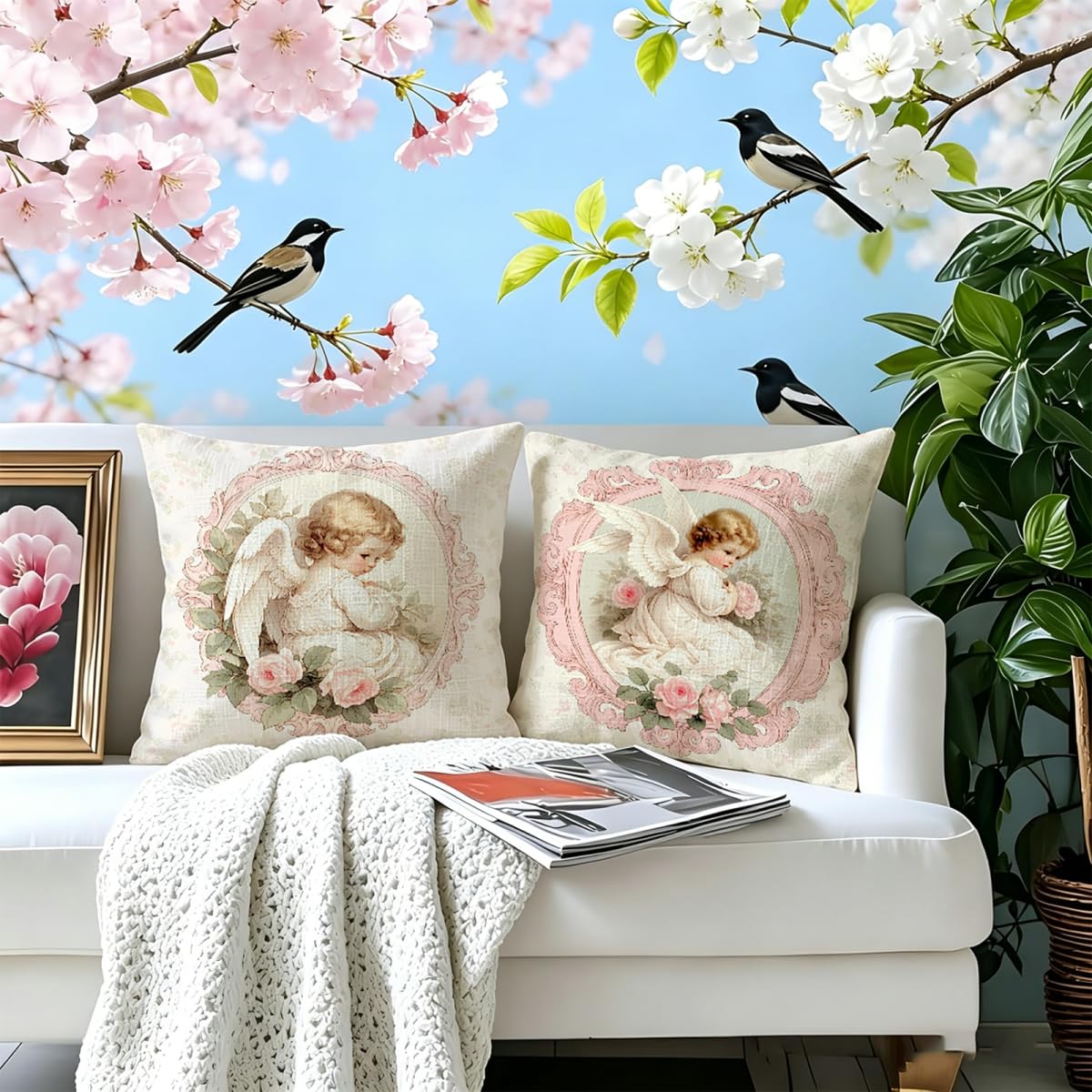 Federe per Cuscino, Cuscini per Divano 65x65cm Set di 2 Carino ala