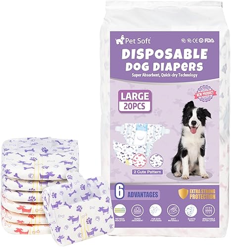 Pet Soft Pañales desechables para perras Pañales desechables para perritos con indicador de humedad, pañales para cachorros y gatos, súper