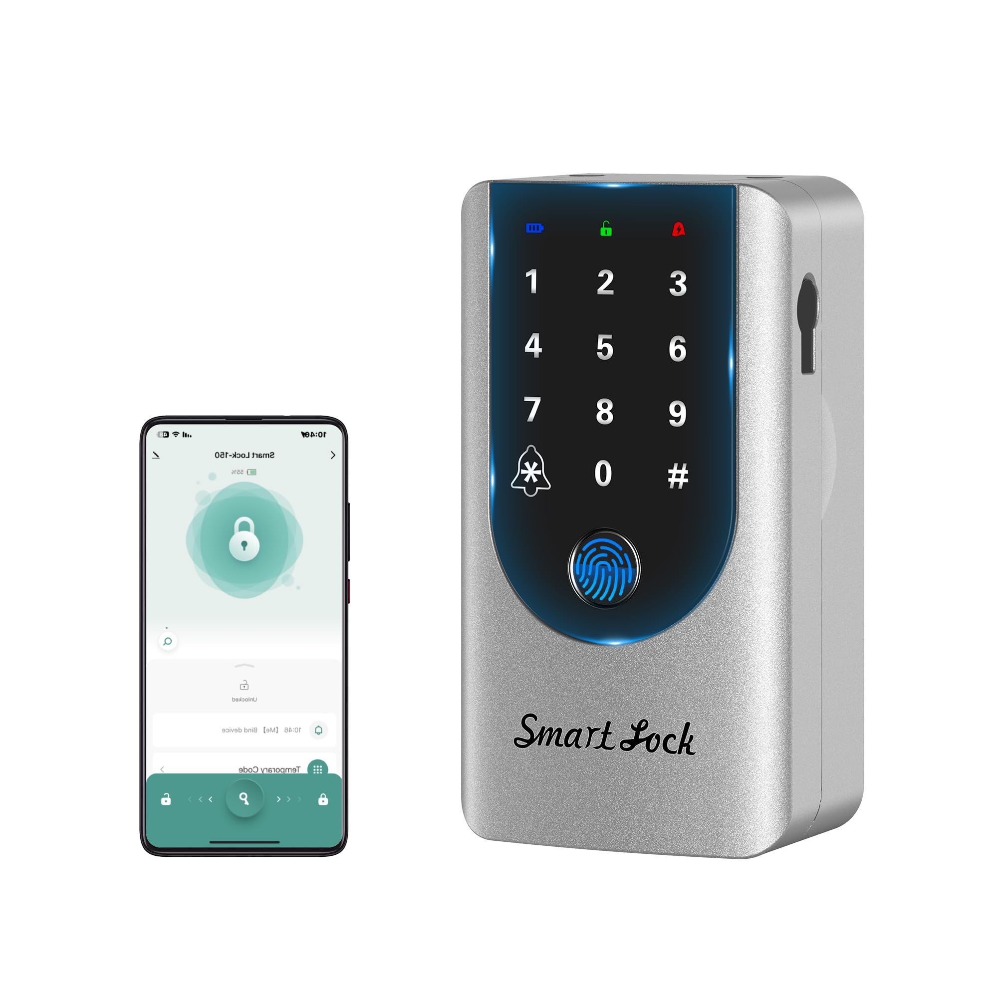 Cassetta di sicurezza per chiavi da parete, con app e impronte digitali, impermeabile IP66, con campanello integrato, scatola intelligente per chiavi di casa, auto, per esterni (argento)