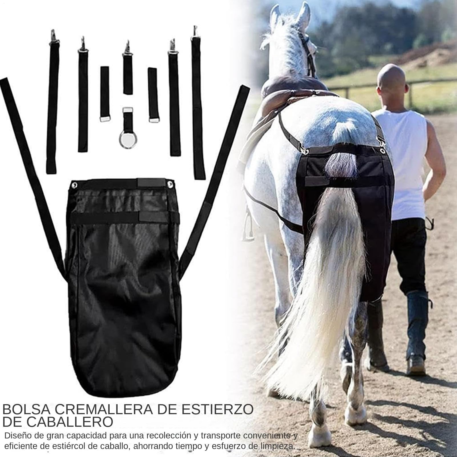 Bolsa de Recolección de Estiércol de Caballo Mango Ergonómico y Recogida