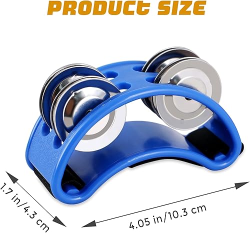 Miniatura 41 de EASTROCK Pandereta de percusión de pie, instrumento musical de percusión de pie con cascabeles de acero dorado para tocar guitarra de tambor, negro