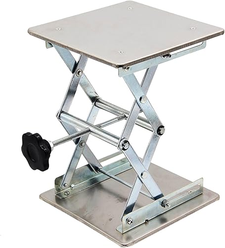 HFS (R) Placa de 6 x 6 pulgadas, altura total de 10 pulgadas, plataforma de soporte de tijera, soporte de carga de laboratorio, 17.6 lbs17.6 libras