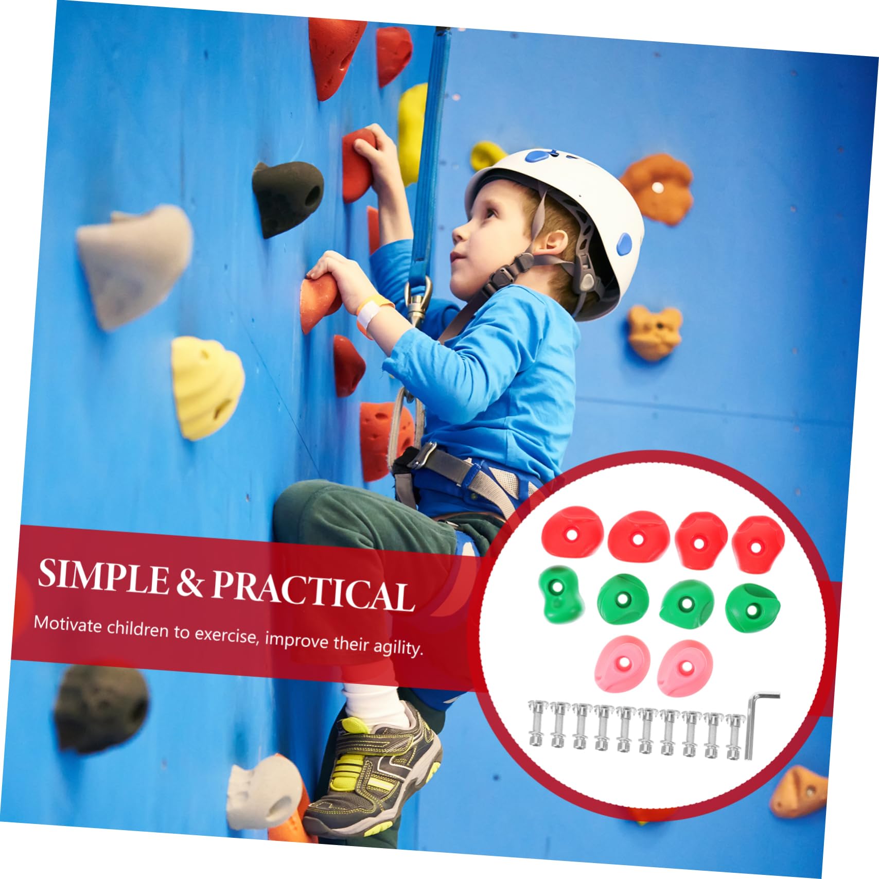 balacoo 10pcs Rock Climbing Holds Set for Boys and Girls Climbing Toys Plastic Climbing Wall Accessories Strength Balance Training