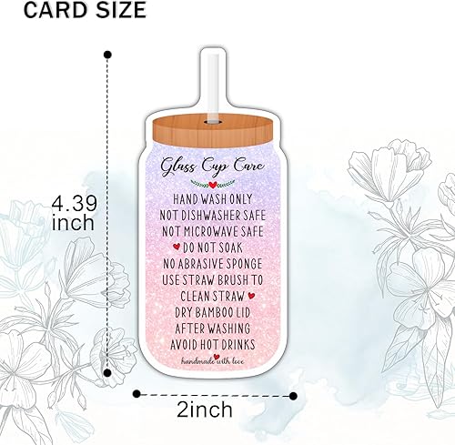Miniatura 2 de Tarjetas de instrucciones de cuidado de tazas, inserto de instrucciones de cuidado de vasos para pequeñas empresas, tarjetas de cuidado de vasos de