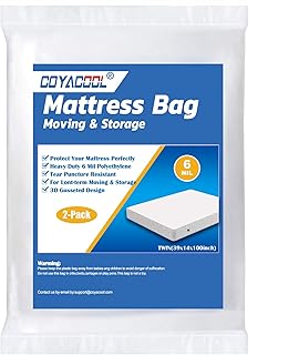 [2 Pack] Twin Mattress Bags for Moving Storage - 6 Mil Heavy Duty -Tear and Puncture Resistant Plastic Mattress Protector ...