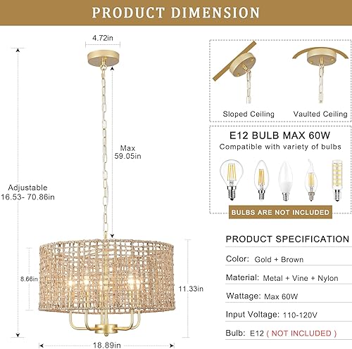 Miniatura 2 de MRHYSWD Lámpara de araña negra de 8 luces, moderna lámpara de granja de altura ajustable, lámparas colgantes de techo, candelabros para comedor,
