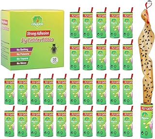 Ckyuna 30 Packs Fly Paper, Fly Strips, Fly Tapes, Fly Trap, Fly Catcher Ribbon,Fly Catcher Trap, Fly Ribbon, Fly Bait