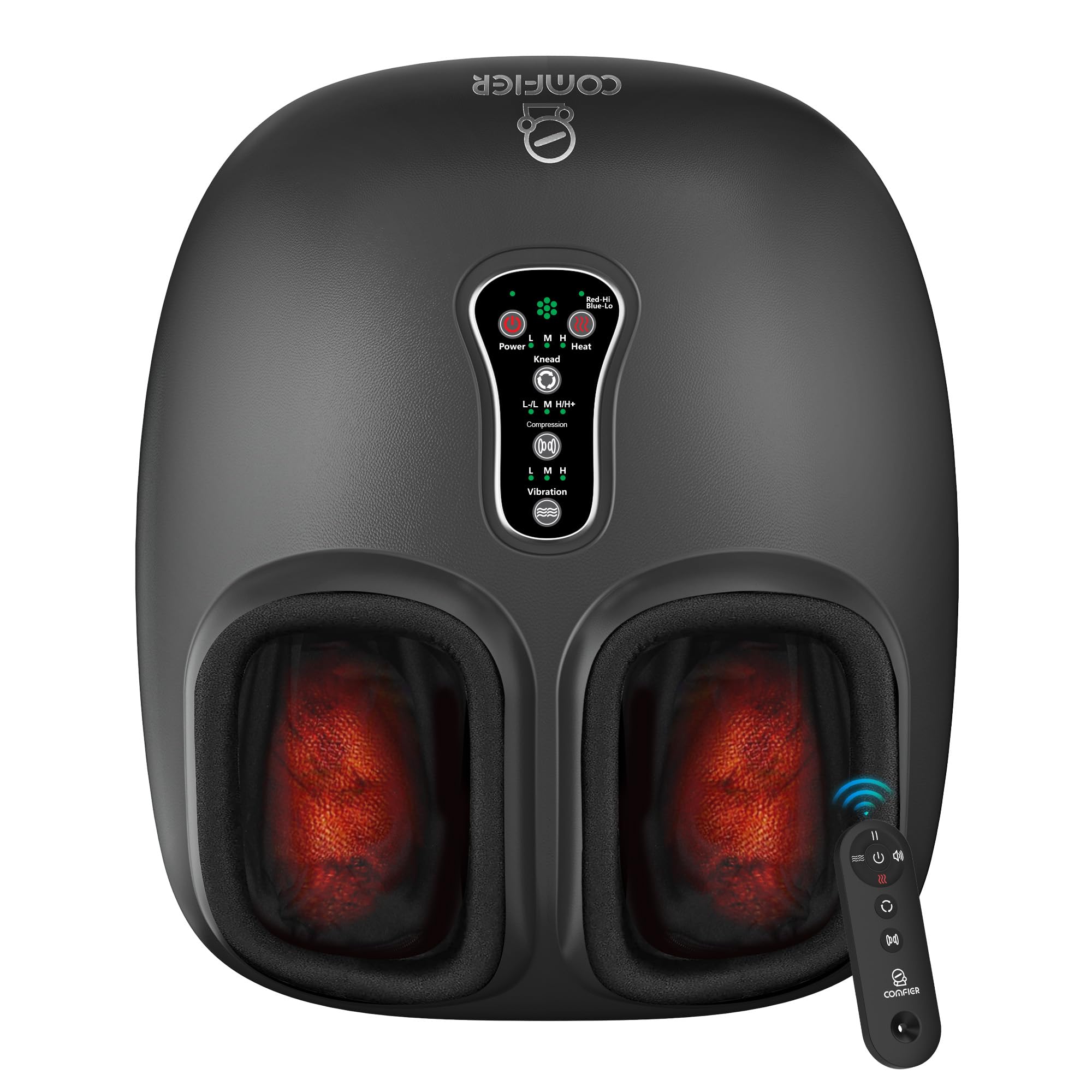 COMFIER Fußmassagegerät mit Shiatsu, Tiefenkneten, Vibration, Rollen, Kompression, beheiztes Fußmassagegerät für Plantarfasziitis, Multi-Modi-Einstellungen, Fernbedienung, Geburtstagsgeschenke für