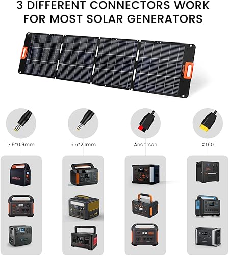 Miniatura 8 de Panel solar portátil de 200 W, plegable, 200 W, cargador solar de células solares para estación de energía, impermeable con soporte ajustable XT60