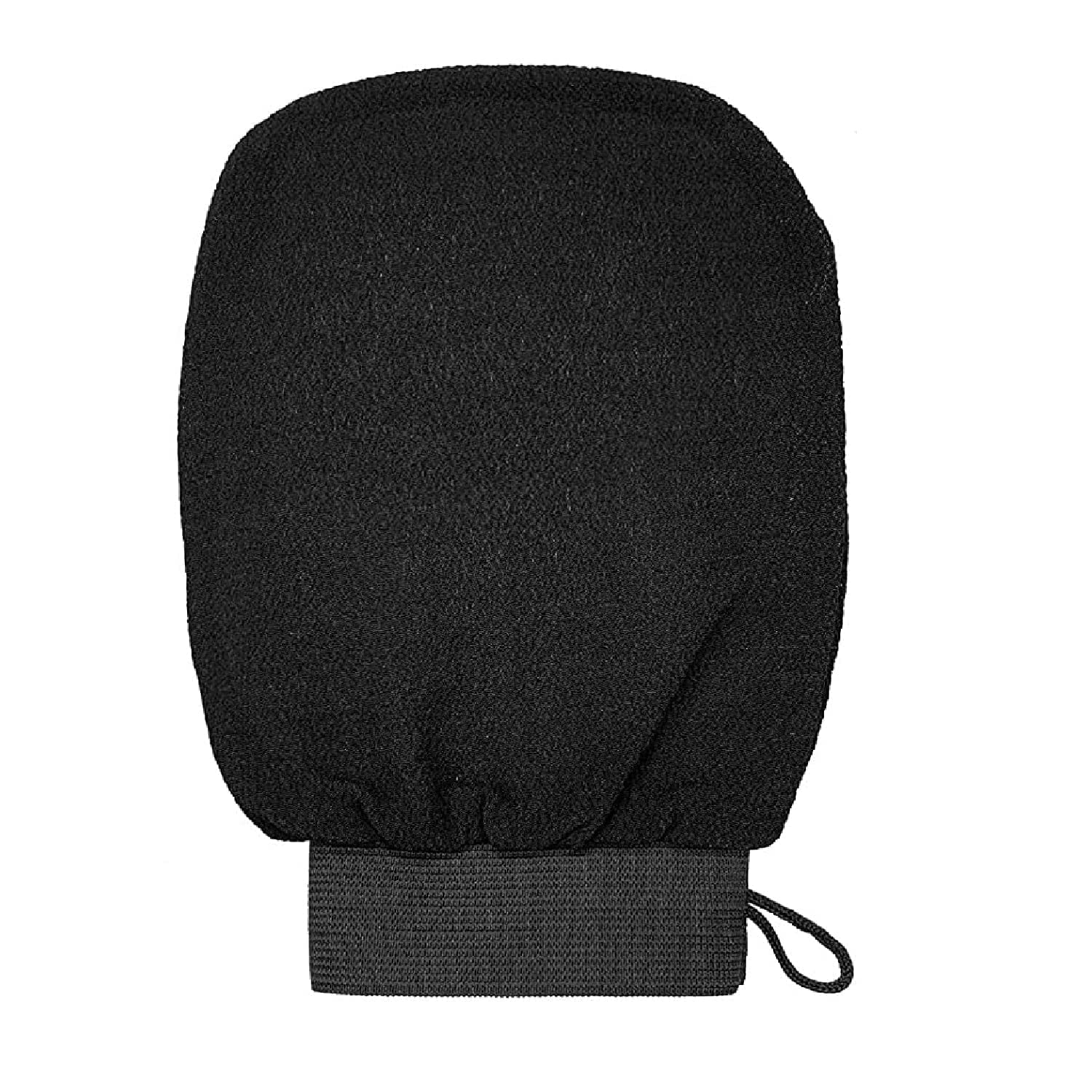 VATTU Body Exfoliating Glove - Pure Viscose Fiber, Double-Layered Exfoliating Body Glove for Dead Skin, Home Spa Exfoliating Gloves for Men & Women (Black, 1)