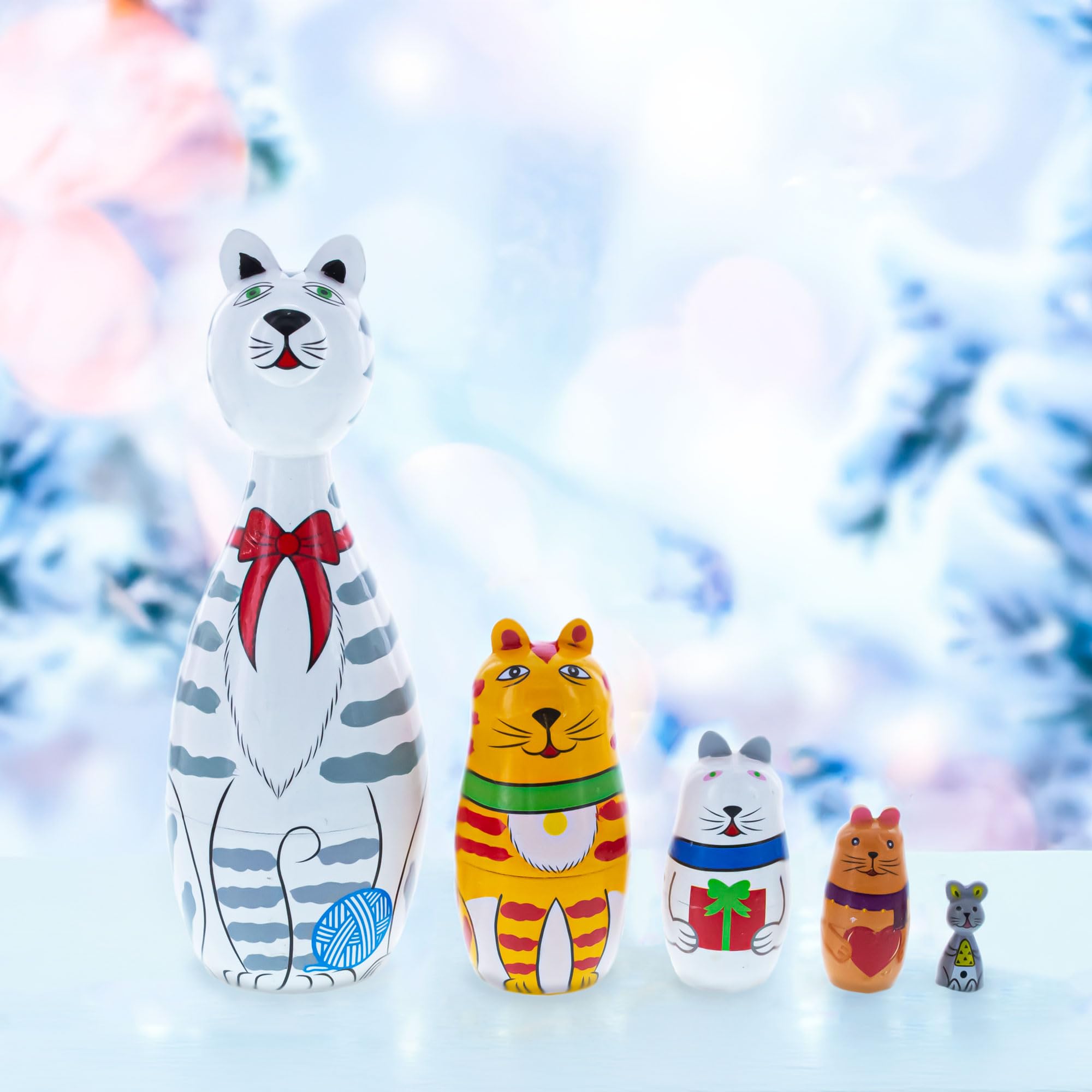 Amazon.com: BestPysanky Four Cats and Mouse Wooden Nesting Dolls 7