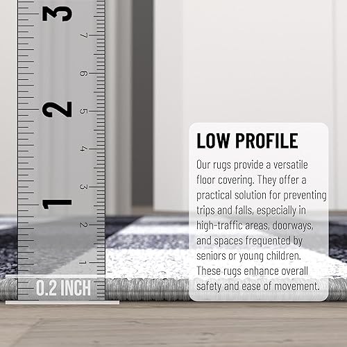 Miniatura 4 de Ottomanson Alfombras para entrada de 2 pies 3 pulgadas x 3 pies, antideslizantes, cuadros búfalo, alfombra de área pequeña, alfombra duradera para