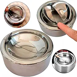 Cinzeiro Inox Anti-cheiro Anti-vento Sem Fumaça Reservatorio Anti Fumaça Com Tampa Giratória Não Deixa Cheiro Metal Anticheiro Cromado Sem Odor
