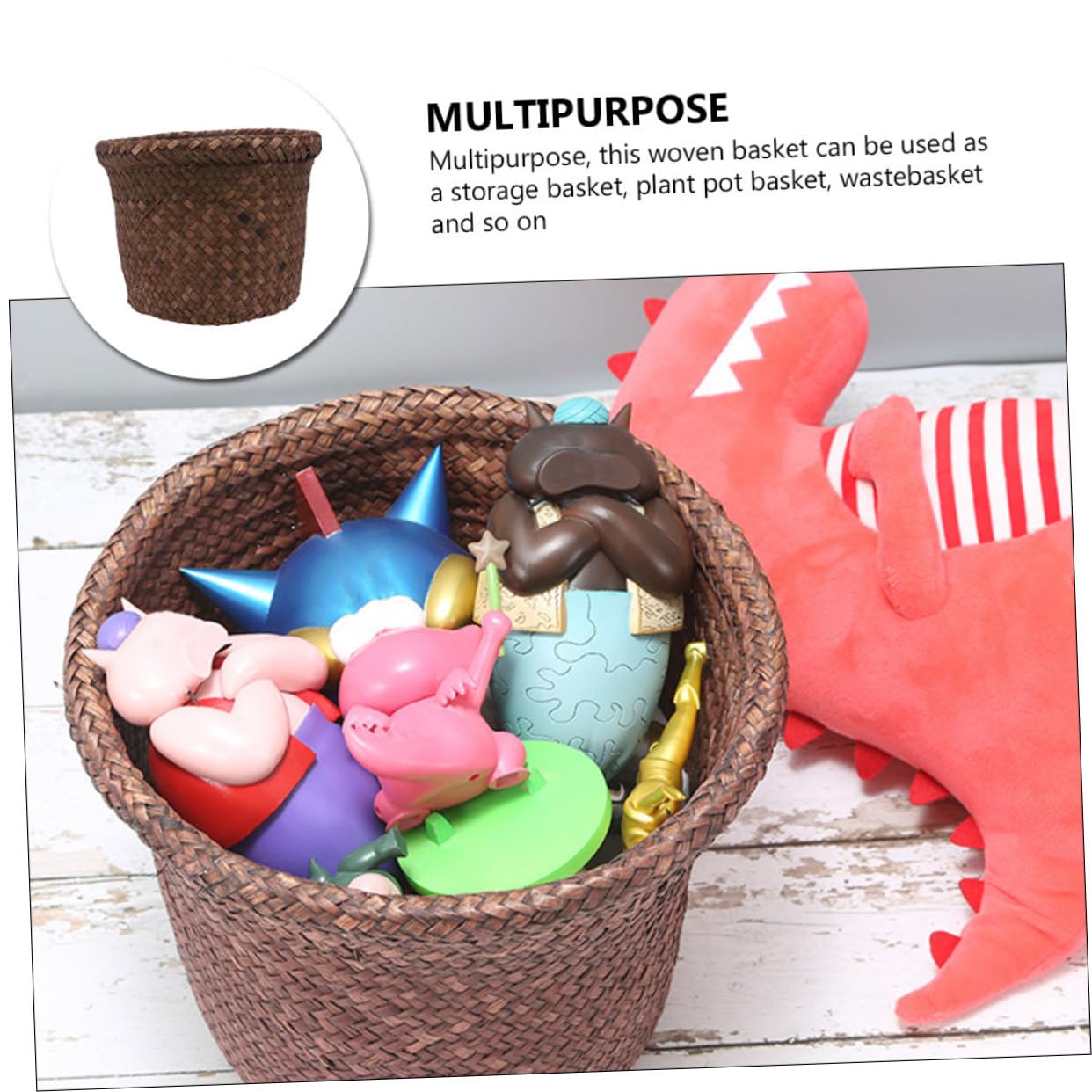 SOESFOUFU Woven Storage Basket Versatile Sundry Organizer Desktop Storage Solution