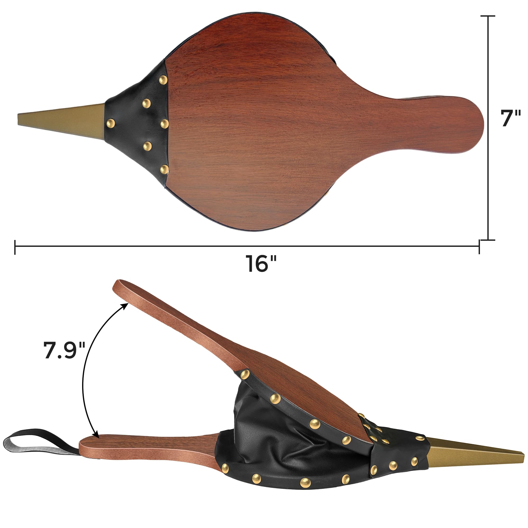 Amagabeli 42 x 17cm Holz Blasebalg für Kamin & Grill Grillblasebalg Grillgebläse Handblasebalg Luftgebläsebalg für Draussen Camping Holz Gebläse für Kamin Ofen Braun