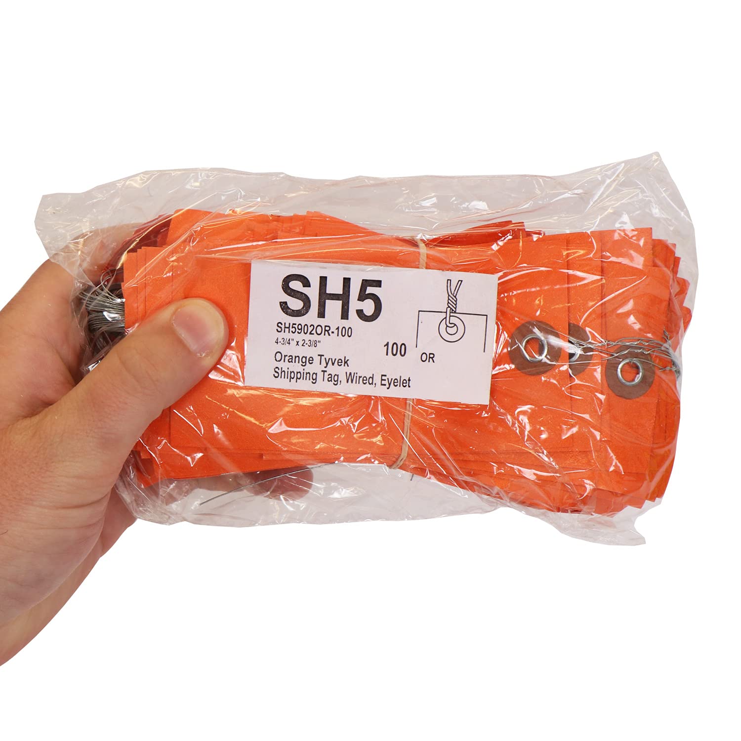 SmartSign Tyvek Lot de 100 étiquettes d'expédition vierges avec fil Orange Taille 5