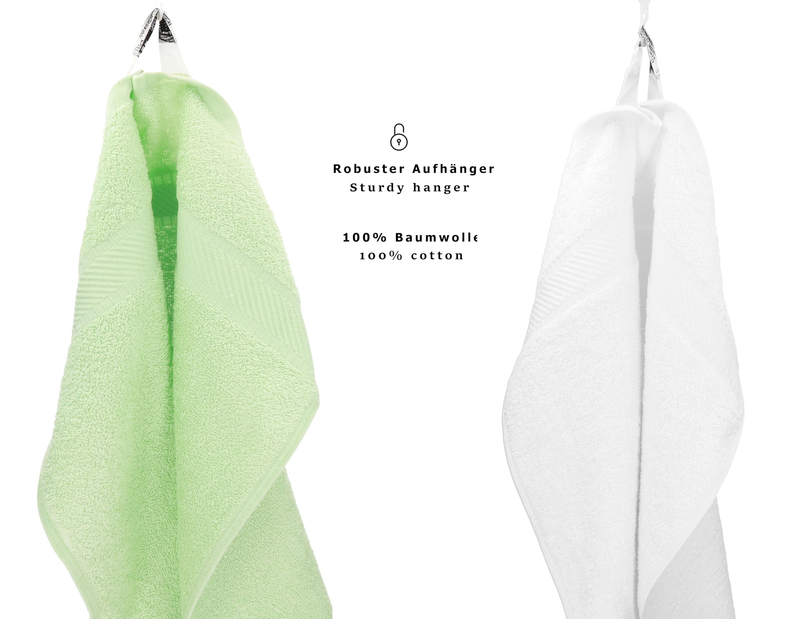 Betz Set di 12 asciugamani Palermo, 100% cotone, colore bianco e verde