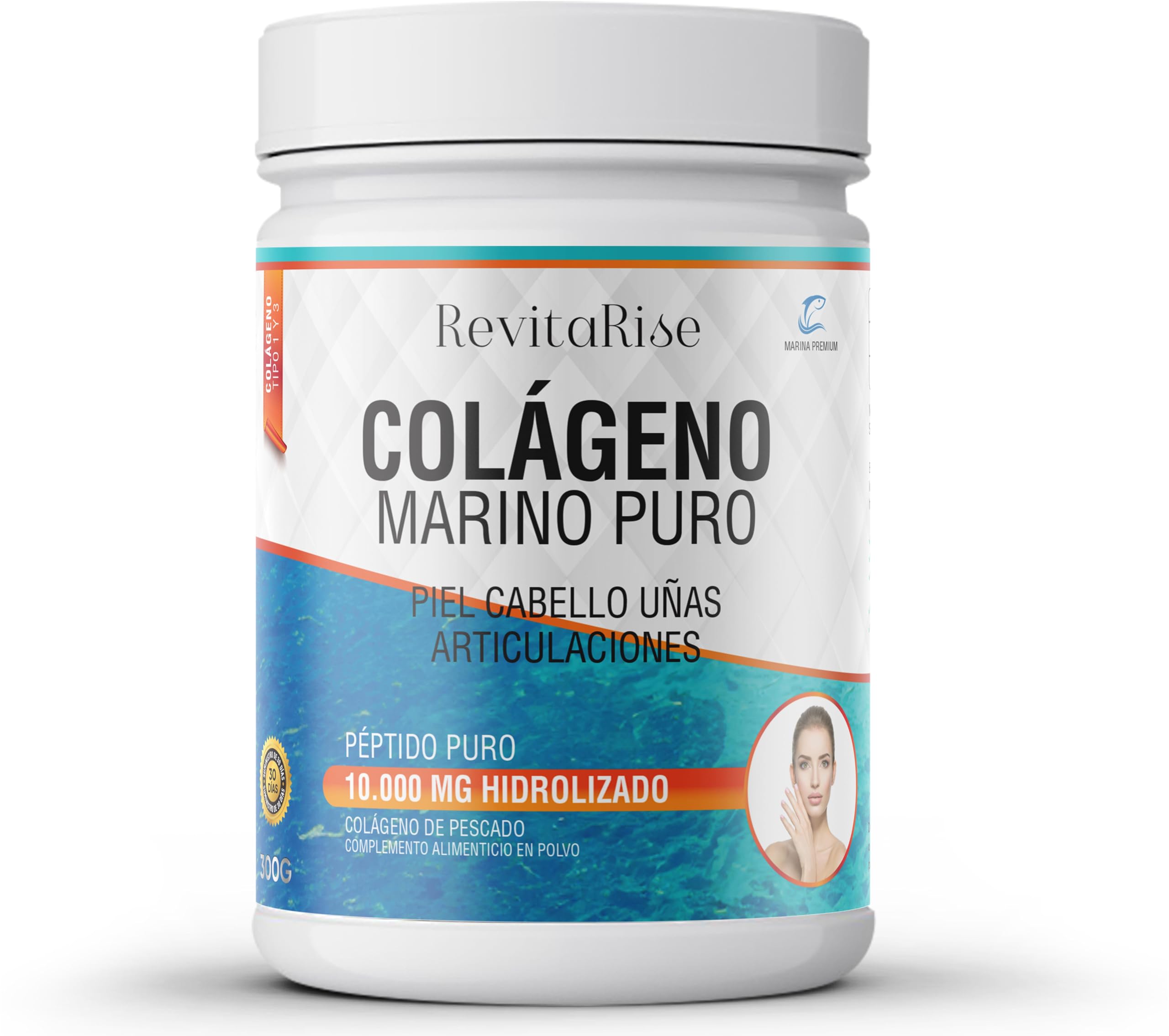Colágeno Marino en Polvo 10,000 mg hidrolizado puro(Tipo I y III) - Para Uñas, C