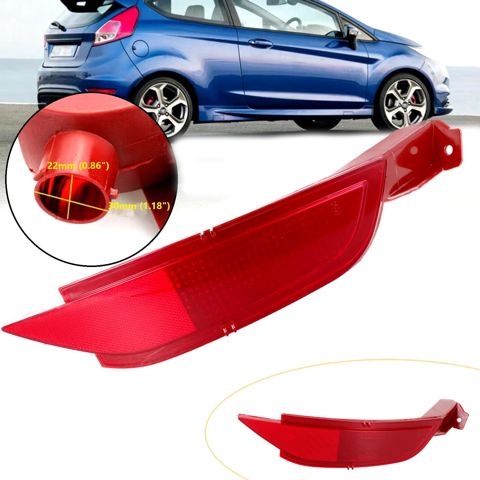 Twowinds - Riflettore Paraurti 8A6117A849AA Compatibile con Ford Fiesta 6 (2008-) Focus 3 C-MAX 2 (2010-) C-MAX (2011-) - Posteriore Destro (lato passaggero) - Catarifrangente - Riflettore Rosso