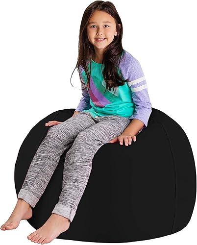 Miniatura 389 de Posh Stuffable - Sillón puff con almacenamiento para niños, contenedor de animales de peluche, organizador de juguetes de niños Lienzo Burbujas Azul