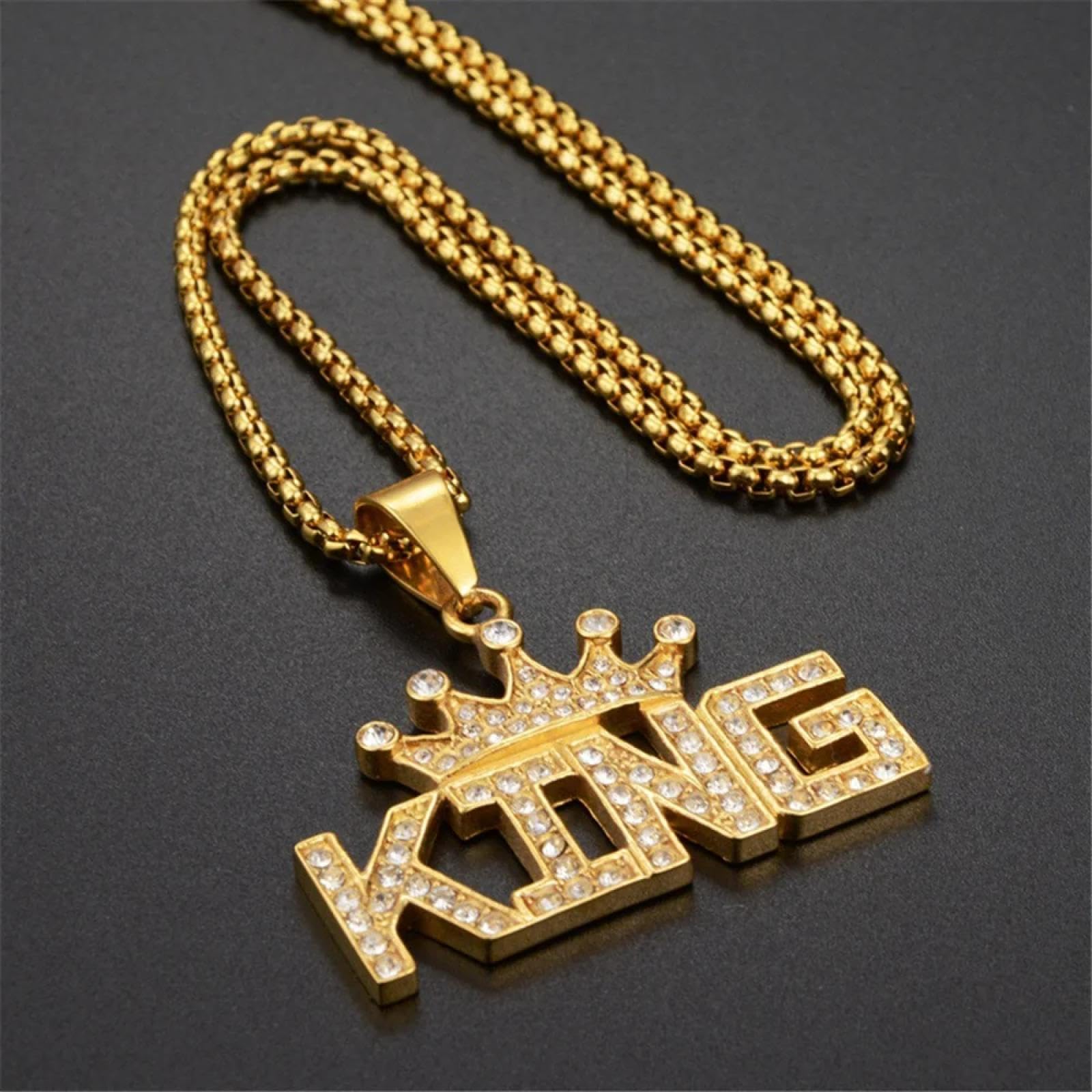SiVaji Necklace Halskette Ketten Schmuck Herren Frauen Anhänger Necklacehip Hop Krone Buchstaben König Anhänger Halsketten Männer Frauen