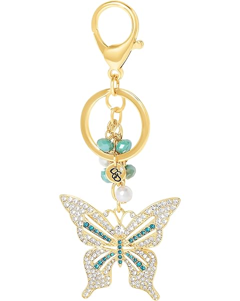Jessica Simpson Pave Crystal Keychain for Women, Cute Purse Charms and Bag Charms for Handbag, Tote Bag, Backpack