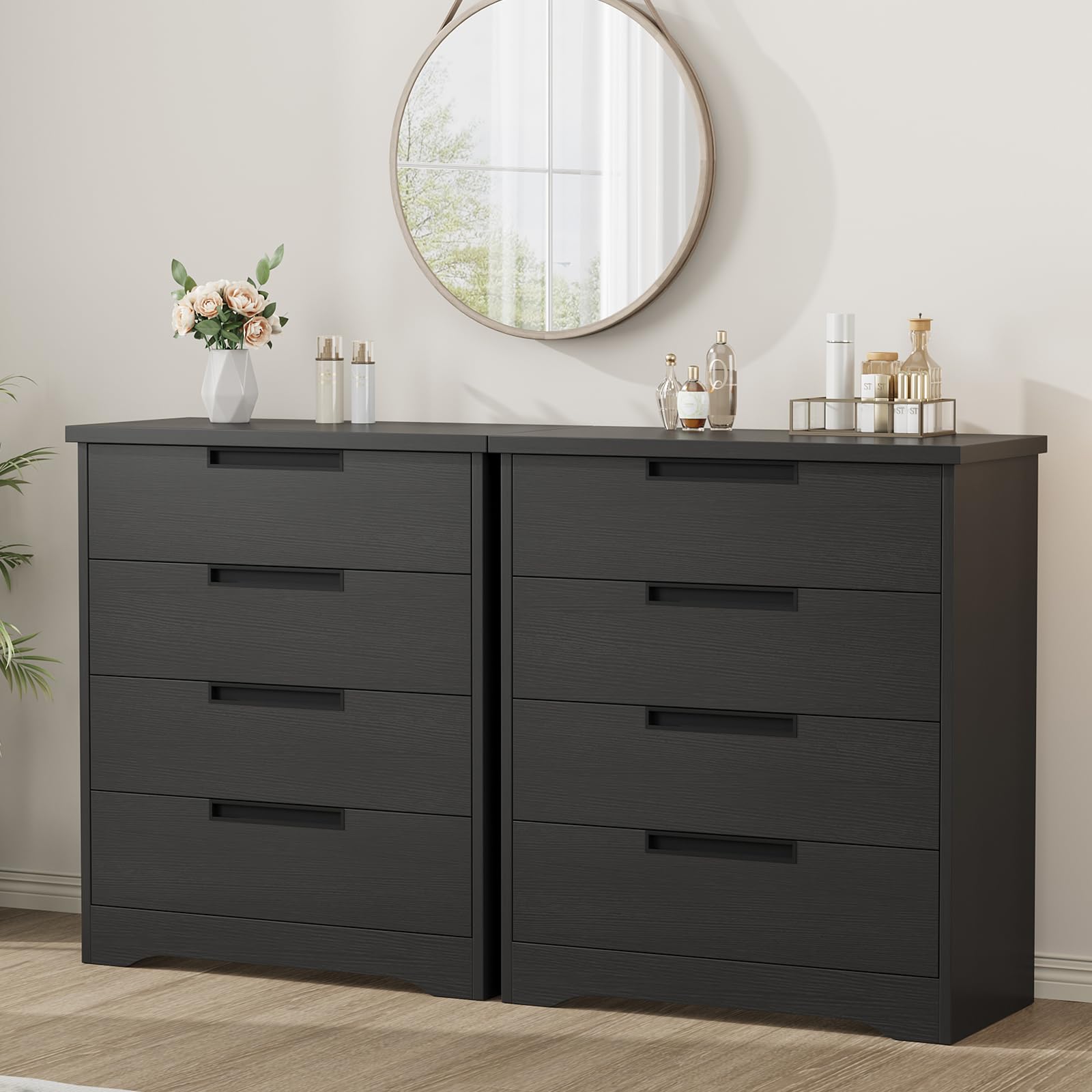 Amazon.com: GarveeHome 4 Drawer Dresser for Bedroom, Black Chest of Drawers  with Embedded Handles Design, Wooden Dresser Organizer for Living Room,  Nursery, Hallway and Entryway : Home & Kitchen