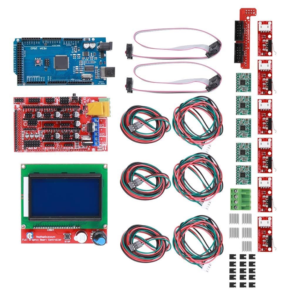 3D Druckerkit RAMPS 1.4 + für Mega 2560 CH340 + 12864 Controller + A4988 Spanplatten Teile, 3D Druckerzubehör Passend für Reprap Drucker