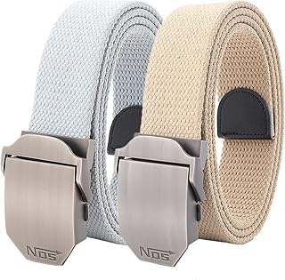 JUCACE Cinturón de trinquete, Lona, ​​Talla Grande, hasta 170 cm de Largo, cinturón de Lona for Hombre con Hebilla de Metal abatible, Paquete de 2 (Color : Grey+Khaki)