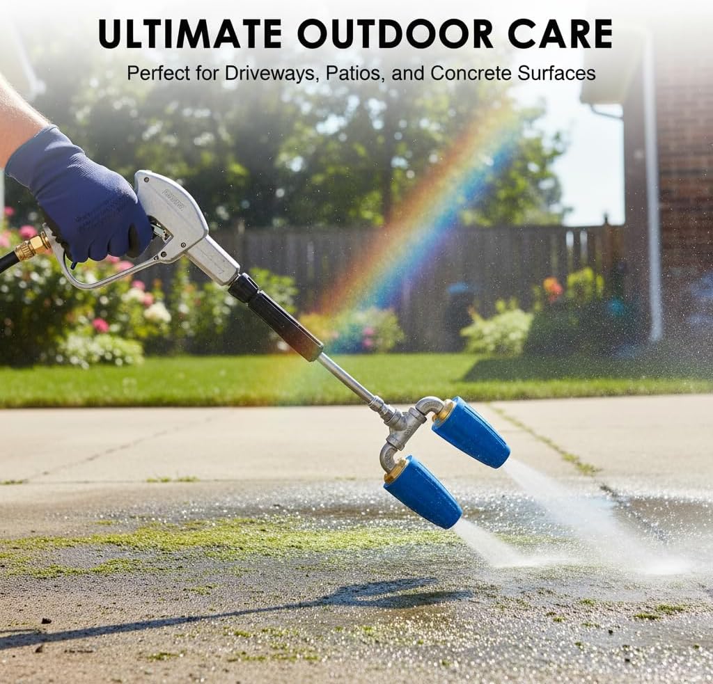 Quadruple Turbo Nozzle Pressure Washer, 360° Multi-Jet Spray Head with Universal 1/4 Inch Quick Connect, High Flow for Outdoor Surface Cleaning (Triple Nozzle)