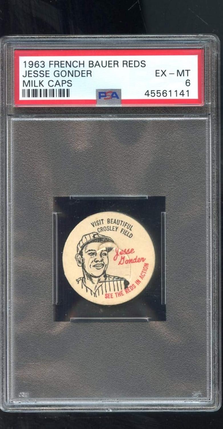 1963 French Bauer Reds Cincinnati Milk Caps Jesse Gonder PSA 6 Graded Card MLB