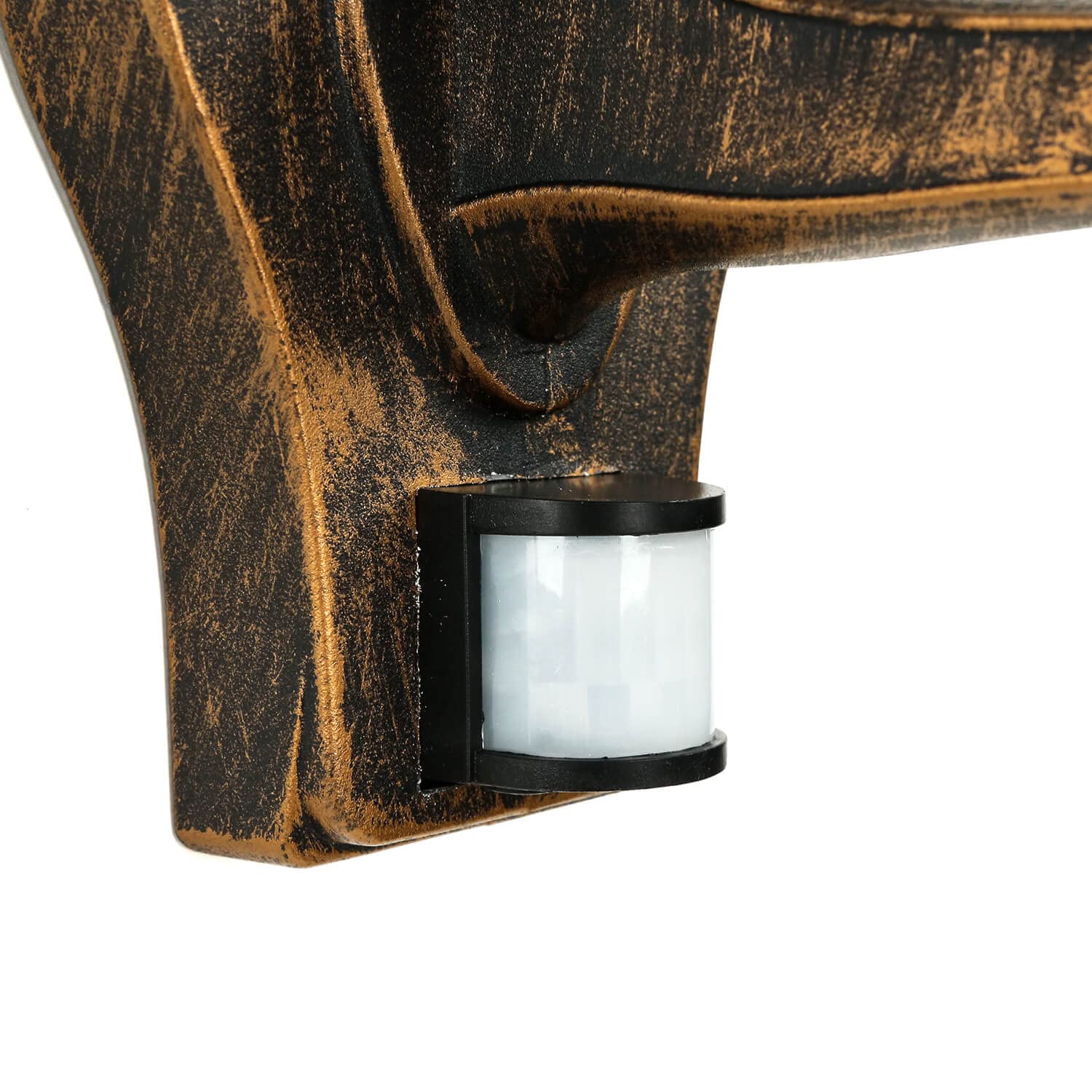 Licht-Erlebnisse Außenlampe mit Bewegungsmelder Glas Aluminium in Schwarz Kupfer IP44 Hauseingang E27 bis 60 W Rustikale Wandaußenleuchte Balkon LYON
