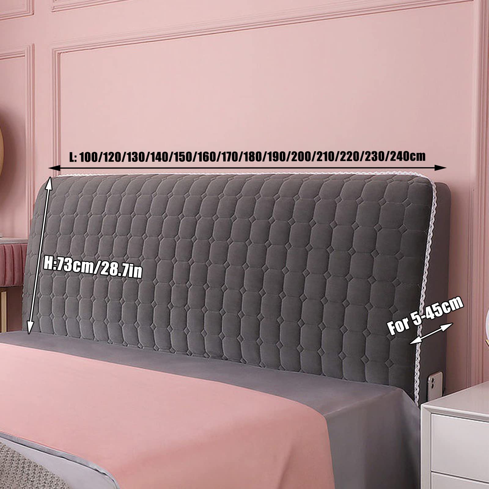 Housse Tete De Lit, RéSistant à la Poussière Couvre Tete de Lit, Housse de Tete de Lit pour la Décoration de la Chambre,Bleu,100cm/39.4in