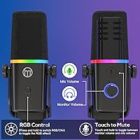 Vista 4 de Micrófono dinámico XLR/USB para podcast de juegos, micrófono para iPhone, teléfono, computadora, computadora, micrófono de transmisión con luz RGB